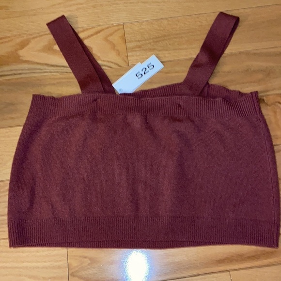 NWT 525 America cashmere cropped adjustable tank top, size L in rosewood - Picture 7 of 9